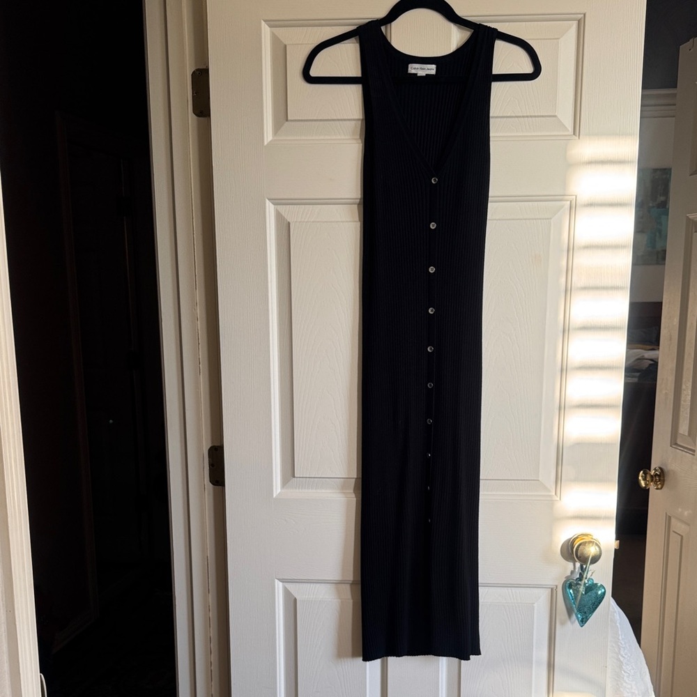 SOLD - Calvin Klein Black Button-Down Maxi Dress